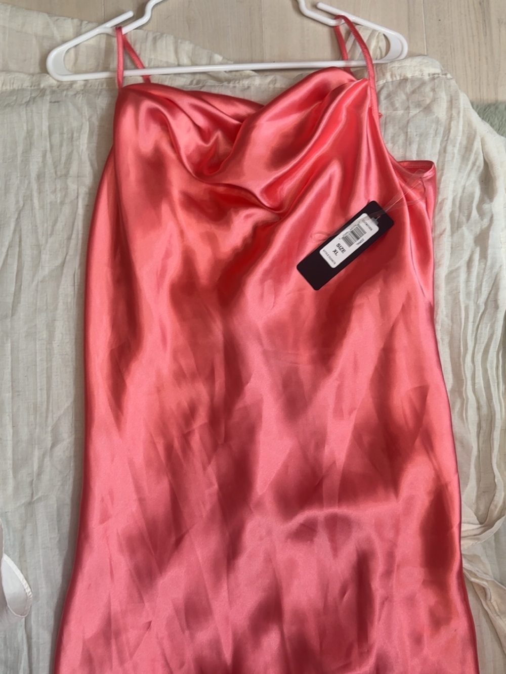 Silky Cowl Neck Slip Dress in Coral Pink